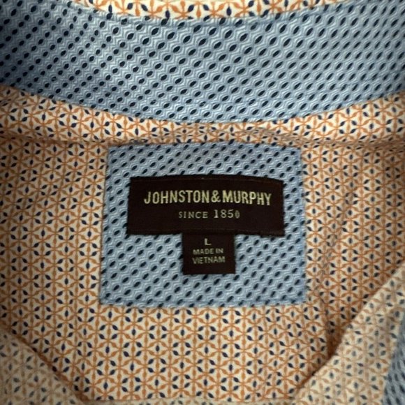 Johnston & Murphy mens L orange geo pattern button down shirt long sleeve - Picture 5 of 10